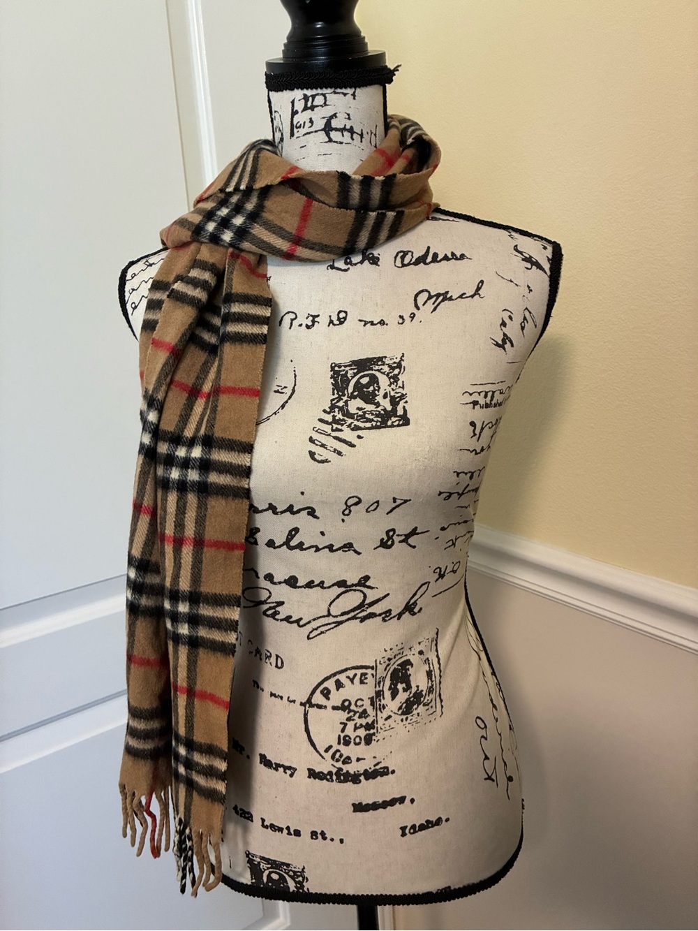 Burberry cashmere nova check Classic Scarf - Camel/Black/Red